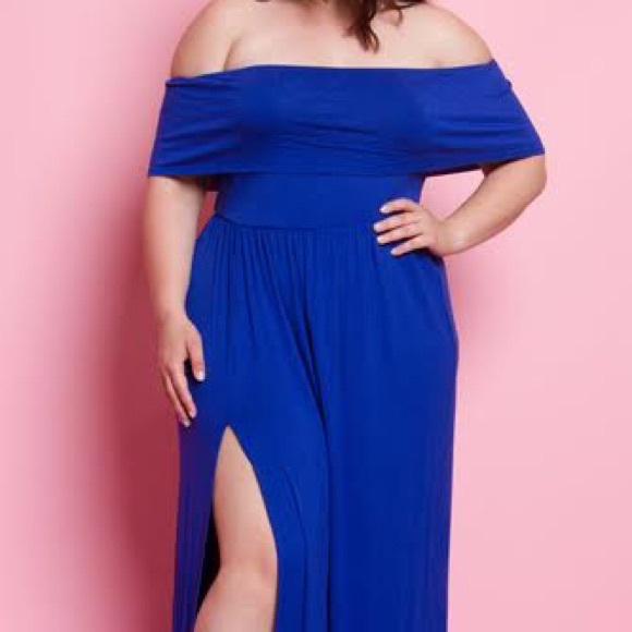 New Plus Size off The Shoulder Maxi Dress - Picture 3 of 6